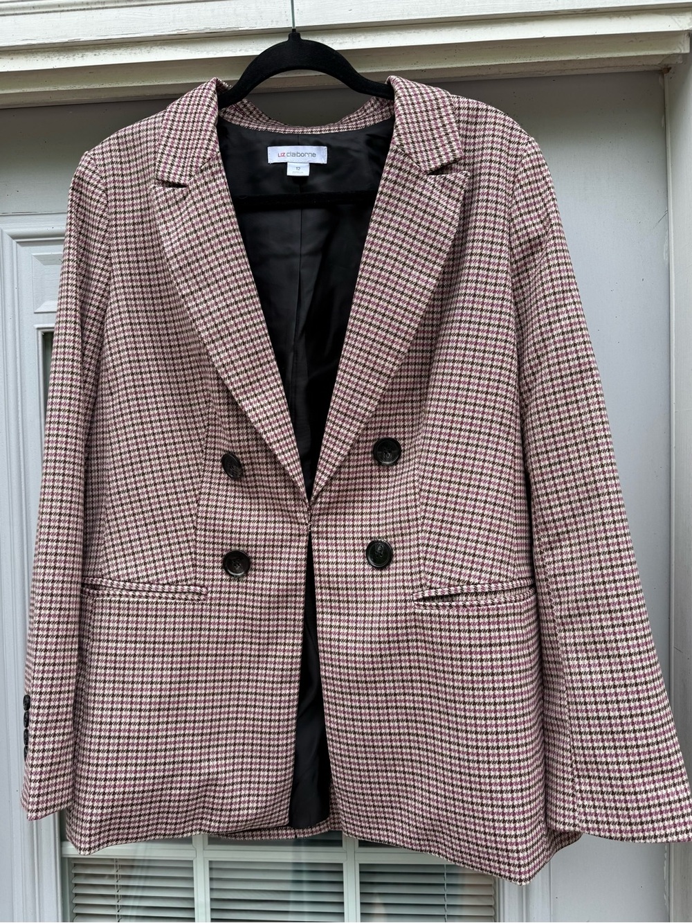 Liz Claiborne Vintage Blazer Houndstooth Retro Academia 12